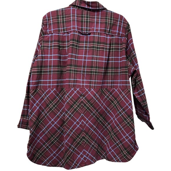 Duluth women’s size 1X heavy purple plaid button front long sleeve shirt - Picture 2 of 6